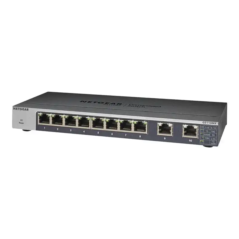 NETGEAR GS110MX - Commutateur - non géré - 8 x 1000Base-T + 2 x 100 - 1 000 - 2,5 G - 5G - 10G (liai... (GS110MX-100PES)_1